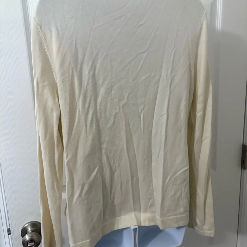 J. McLaughlin  womens Elegant Cream w/ gold Beading lightweight Cardigan L